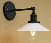 Retro Siyah Mafsalı Beyaz Başlıklı Metal Aplik 23cm - 1