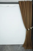 DOKUMA KAHVERENGİ RENK (EKSTRAFOR BÜZGÜLÜ) TEK KANAT FON PERDE 150x260 CM thumbnail 6