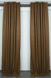 DOKUMA KAHVERENGİ RENK (EKSTRAFOR BÜZGÜLÜ) TEK KANAT FON PERDE 150x260 CM - 2