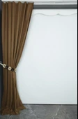 DOKUMA KAHVERENGİ RENK (EKSTRAFOR BÜZGÜLÜ) TEK KANAT FON PERDE 150x260 CM thumbnail 5