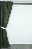 DOKUMA KOYU YEŞİL RENK (EKSTRAFOR BÜZGÜLÜ) TEK KANAT FON PERDE 150x260 CM thumbnail 5