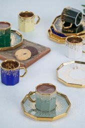 Acar Coleen 6 Kişilik Porselen Kahve Fincanı Takımı HXF-21-0114/12 - 1