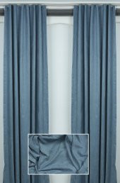 DOKUMA MAVİ RENK (EKSTRAFOR BÜZGÜLÜ) TEK KANAT FON PERDE 150x260 CM - 3