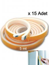 nistabolje 15 Adet Yapışkanlı Pencere Bandı Isı Yalıtım Süngeri (5 METREX15) - 1