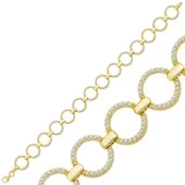 Gümüş Gold Yuvarlak Taşlı Kadın Bileklik - 2