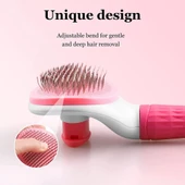 Clean Ucu Toplu Kedi Köpek Basmalı Otomatik Temizlenen Tarak Pembe thumbnail 5