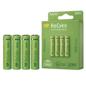 GP RECYKO 950 MAH AAA İNCE 4LÜ ŞARJLI KALEM PİL GP100AAAHCE-2EB4 (GPRHC103E001) - 1