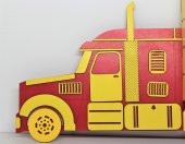 Ahşap Dekoratif Tır Araba Rafı (sarı&kırmızı) - 30 Adet Araba Hediyeli - 3