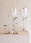 The Mia Gina Şarap Kadehi Gold 6lı Set - 7