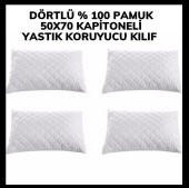 4 Adet Kapitoneli Yastık Koruyucu Yastık  Kılıfı Yastık Alezi  Femuarlı  100  Pamuklu  Terletmez  50  X 70 CM - 1
