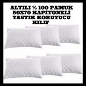 6 Adet Kapitoneli Yastık KoruyucuYastık Kılıfı Femuarlı 100 Pamuklu Terletmez 50x70M Ebatında beyaz - 1