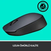 Logitech USB Alıcılı Kablosuz Mouse Siyah Gri thumbnail 5