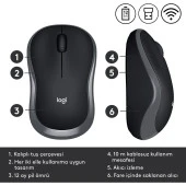 Logitech Gri Kablosuz Mouse Optik 1000 Dpi Kablosuz Optik Mouse thumbnail 4