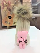 Peluş Ayıcıklı Çocuk Beresi 2 - 8 Yaş  Krem - 3