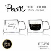 Perotti 13793 Good Morning Çift Cidarlı Cam Kahve Kupası 200ML - 2