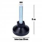 Rotil Ayak M10 55 mm Siyah Profil Ayağı 8 cm thumbnail 2