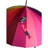 Rüzgâr Kırılmayan Yuvarlak Köşe Reflektör Şerit Detaylı Fiber Uzun Saplı Şemsiye thumbnail 3