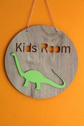 Dekoratif Kids Room Yeşil Dinozorlu Lake Çocuk Odası Kapı & Duvar Süsü - 1