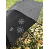 Rüzgarda Kırılmayan Kar Tanesi Desenli Puantiye Detaylı Siyah Kadın Şemsiye thumbnail 2