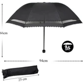 Rüzgâr Kırılmayan Yuvarlak Köşe Reflektör Şerit Detaylı Fiber Uzun Saplı Şemsiye - 5