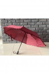 Bordo Marlux Otomatik Rüzgara Karşı Dayanıklı Fiber Gövdeli Şemsiye - 3