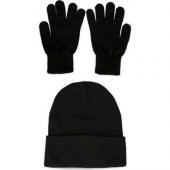 Siyah Düz Bere ve Siyah Eldiven Takım - 1