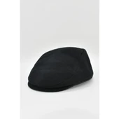 Italyan Kalıp Erkek Şapka Yün London  Kasket Arkası Lastikli  SİYAH thumbnail 6