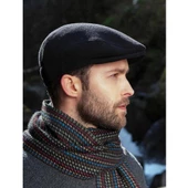Italyan Kalıp Erkek Şapka Yün London  Kasket Arkası Lastikli  SİYAH thumbnail 1