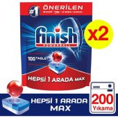 Finish Hepsi Bir Arada 200 Tablet Bulaşık Makinesi Deterjanı (100X2) - 1