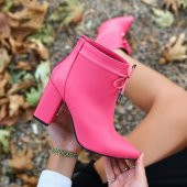 Krist Pembe Cilt Topuklu Bot - 5