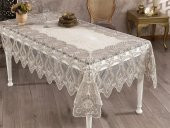 Finezza Cherie Dantelli Kadife Krem Masa Örtüsü Dikdörtgen 160x230 cm - 1174 - 1