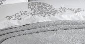 Finezza Pandora Jakar Nakışlı Pamuk Nevresimli Gri Gelin Seti 9 Parça - 1197 thumbnail 4