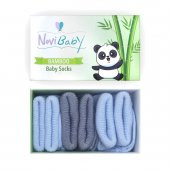 Novibaby 3lü Bambu Yenidoğan Bebek Çorap I Blue Stone I 0-6 ay - 1