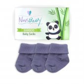 Novibaby 3lü Bambu Yenidoğan Bebek Çorap I Cloud I 0-6 ay - 2