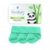 Novibaby 3lü Bambu Yenidoğan Bebek Çorap I Sea Green I 0-6 ay - 2