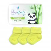 Novibaby 3lü Bambu Yenidoğan Bebek Çorap I Lemon I 0-6 ay - 2