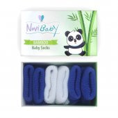 Novibaby 3lü Bambu Yenidoğan Bebek Çorap I White Blue I 0-6 ay - 1