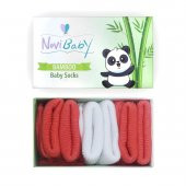 Novibaby 3lü Bambu Yenidoğan Bebek Çorap I White Orange I 0-6 ay - 1