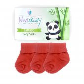 Novibaby 3lü Bambu Yenidoğan Bebek Çorap I Orange I 0-6 ay - 2