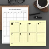 İkili Planlayıcı Set - Sarı Sayfalar Haftalık Planlama & Aylık Planlama Not Defteri - 1