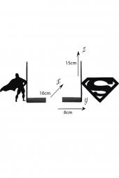 Metal Kitap Tutucu Superman Figürlü Kitap Desteği, Dekoratif Kitaplık - 3