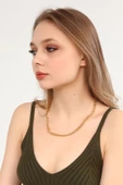 Kadın Altın Kaplama Choker Zincir Kolye - 4