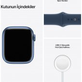 Apple Watch Series 7 GPS 41mm Mavi Alüminyum Kasa ve Spor Kordon Akıllı Saat - 8