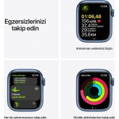 Apple Watch Series 7 GPS 41mm Mavi Alüminyum Kasa ve Spor Kordon Akıllı Saat - 9