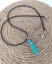 Kolye Çakra Doğal Turkuaz Taşı Çivi Kolye Takı Bijuteri Aksesuar - 1