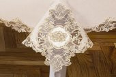 Finezza Anka Güpürlü Keten Krem Sofra Takımı 8 kişilik 160x230 cm 17 Prç  - 1219 - 2