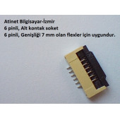 6 Pin 1Mm Adımlı Flex Soketi Flex Ffc Konnektörü Alt kontak 6-1-Alt - 1