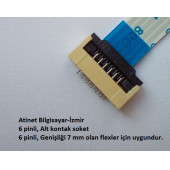 6 Pin 1Mm Adımlı Flex Soketi Flex Ffc Konnektörü Alt kontak 6-1-Alt - 2