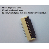 10 Pin 1Mm Adımlı Flex Soketi Flex Ffc Konnektörü Alt kontak 10-1-Alt - 1
