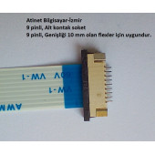 9 Pin 1Mm Adımlı Flex Soketi Flex Ffc Konnektörü Alt kontak 9-1-Alt - 2